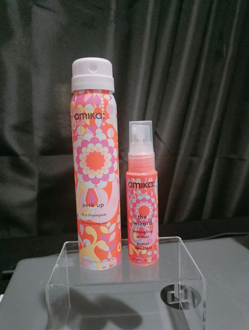 amika Pink & Orange Floral Dry Shampoo and Detangler Duo